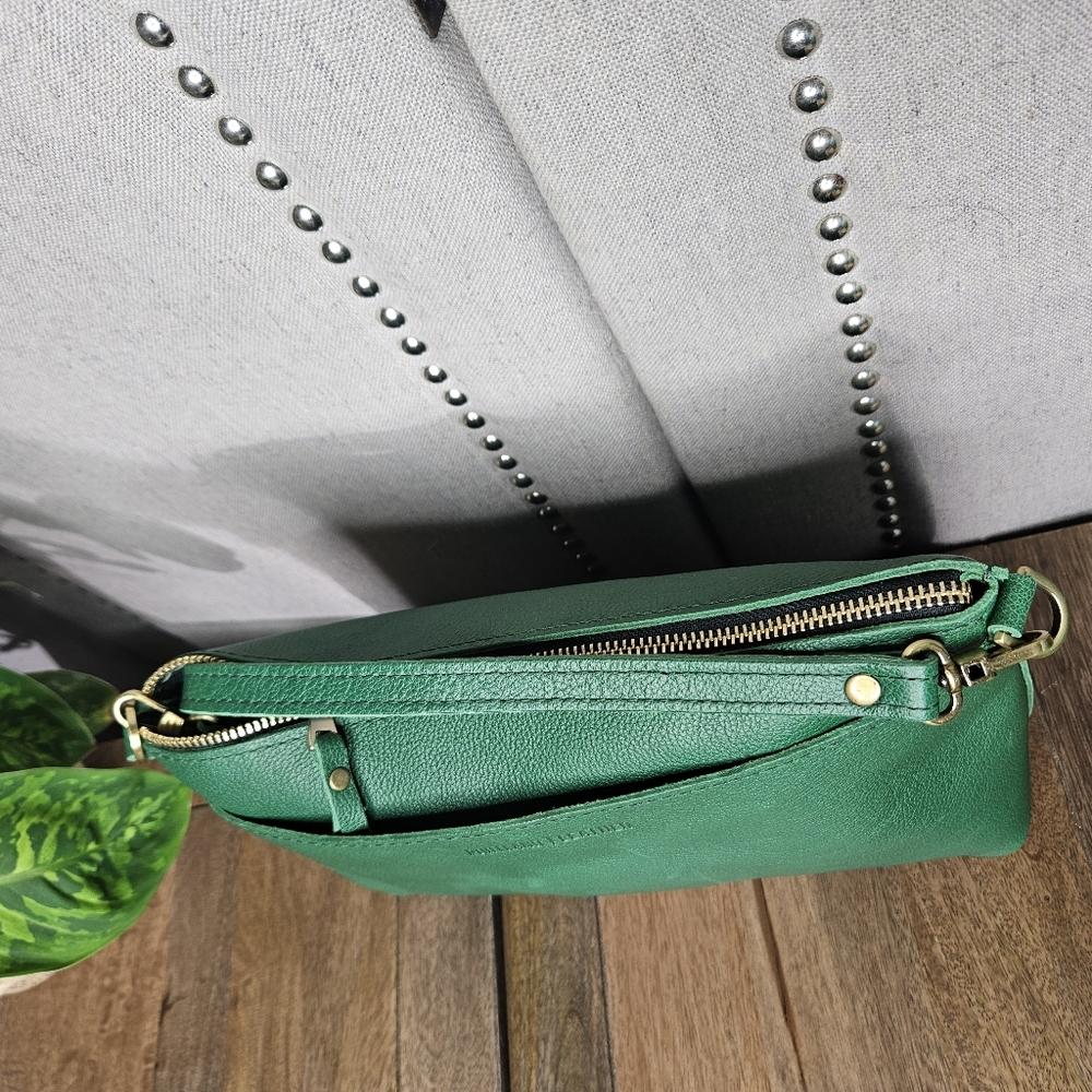 Portland Leather Goods Large Poppy Crossbody Bacalar Green - Picture 10 of 16
